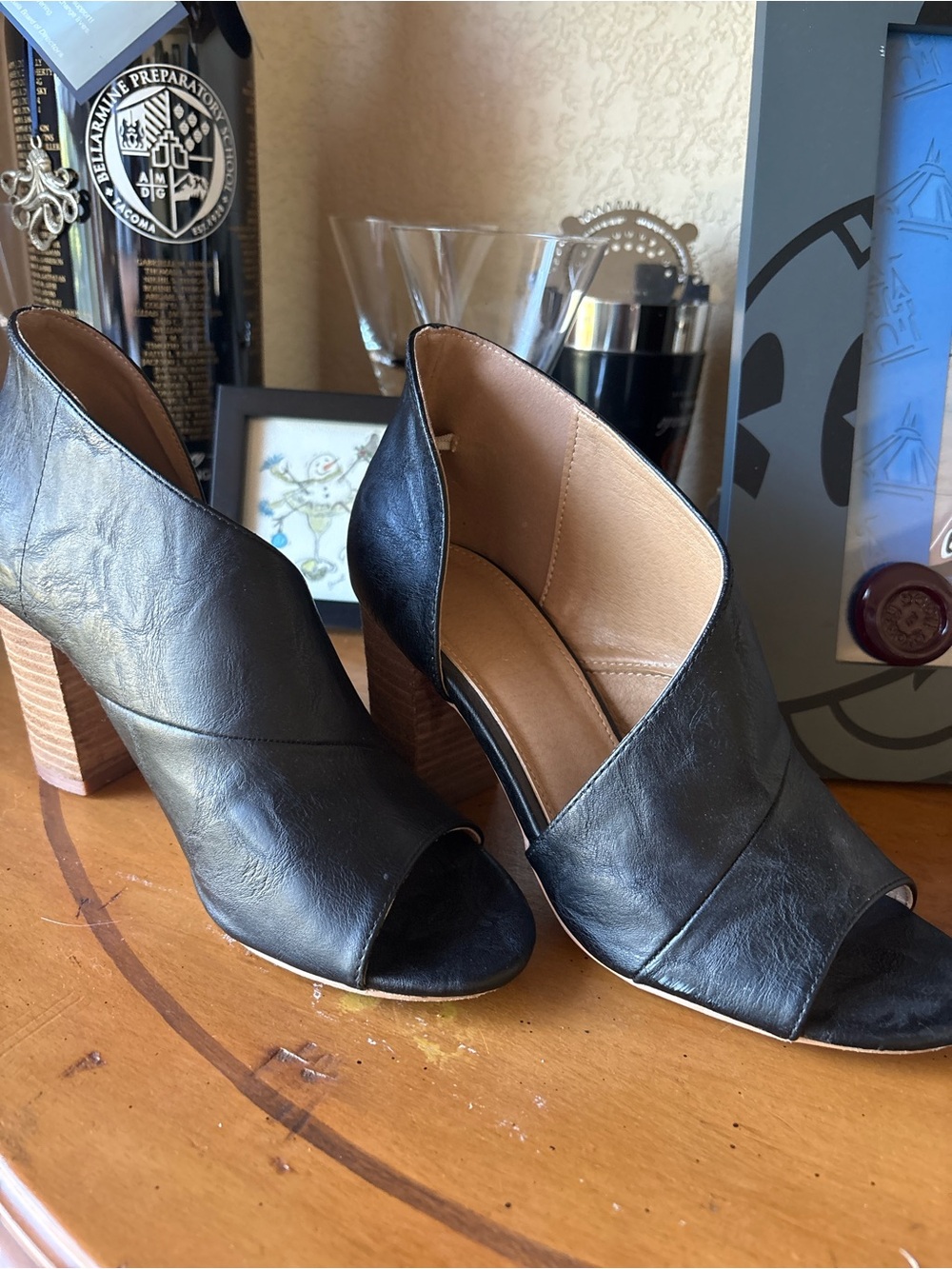 CATHERINE MALANDRINO Black Open Toe Cutout Sides ALIO D'orsay Heeled Sandals